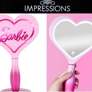 Impressions X Barbie LED Handheld Makeup Mirror w/Standing Base
